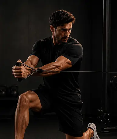 Golfer performing strength training for improved golf performance